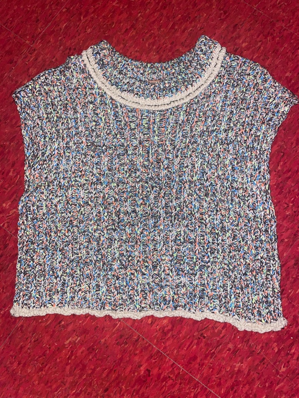 FREE PEOPLE KNIT VEST “DESERT HEAT” TOP SWEATER SIZE XS COTTON BLEND
